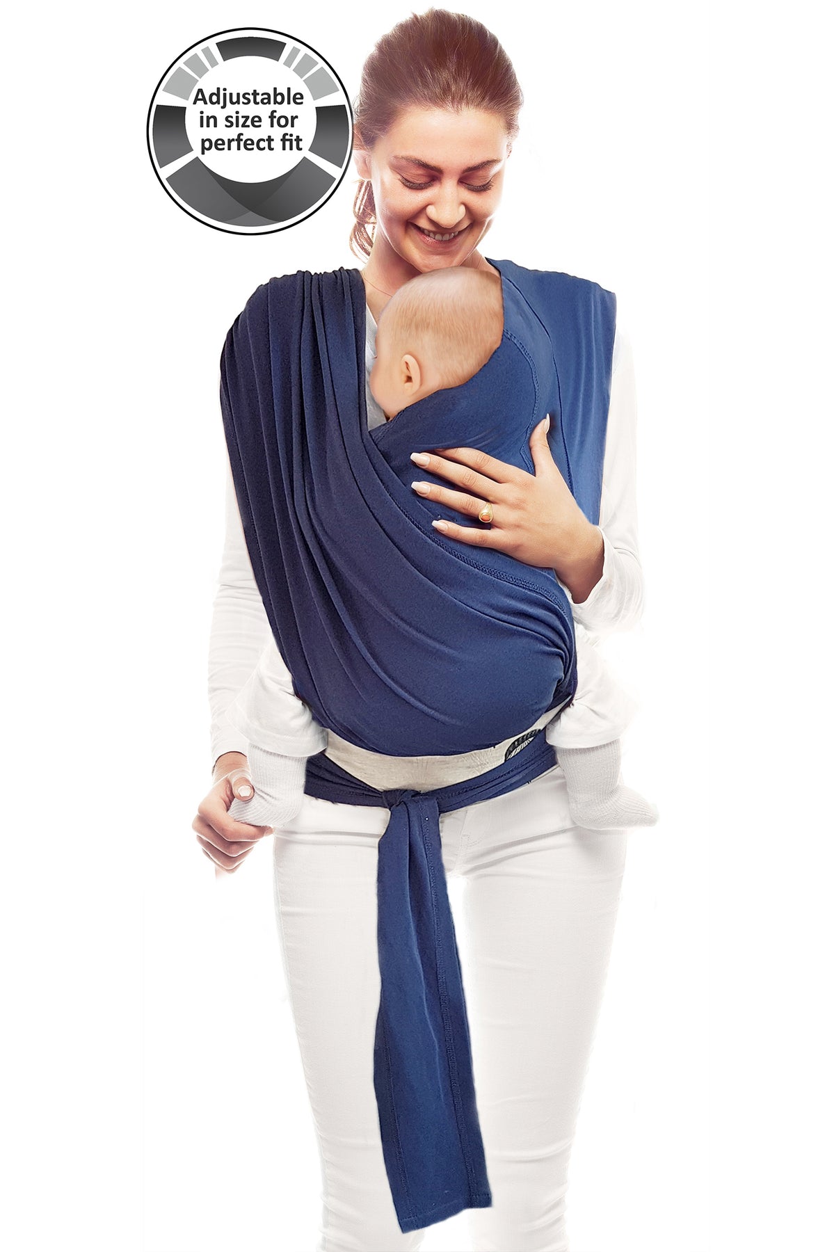 Porte-bébé ergonomique en coton avec sangle de ceinture - bleu