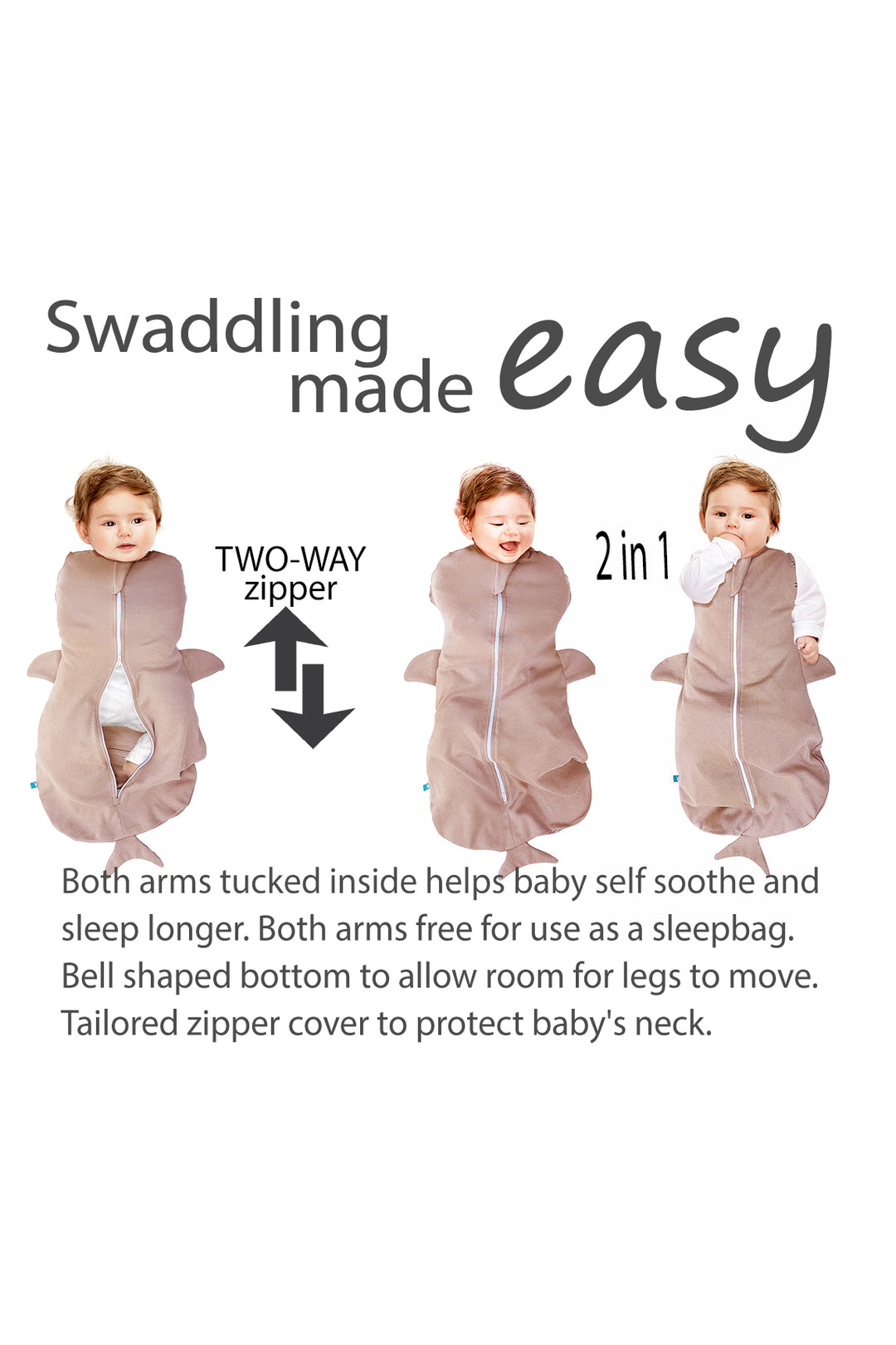 wallaboo schlafsack Baby Schlafsack für Neugeborene mit Tiermuster in Große M in Taupe –  Wallaboo