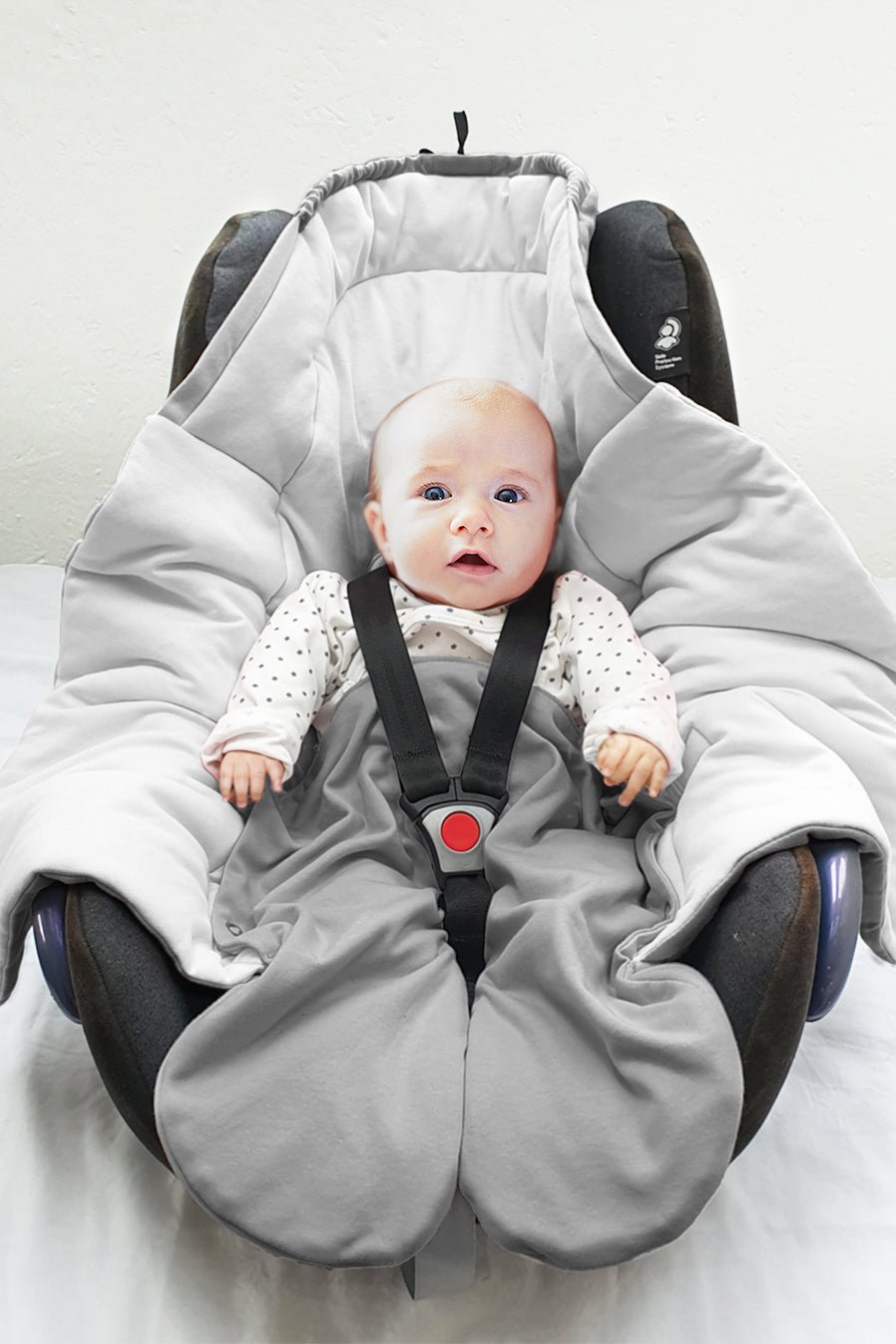 Couverture bébé grande taille pour siège auto et poussette en coton - gris  et gris claire – Wallaboo