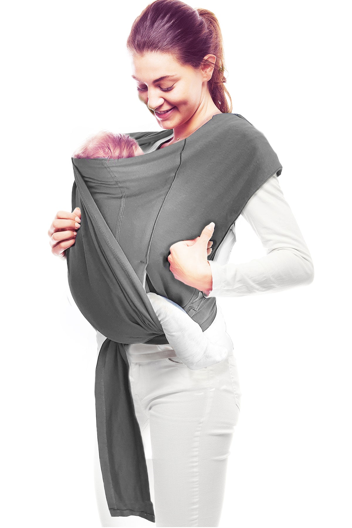 Porte-bébé ergonomique en coton avec sangle de ceinture - gris