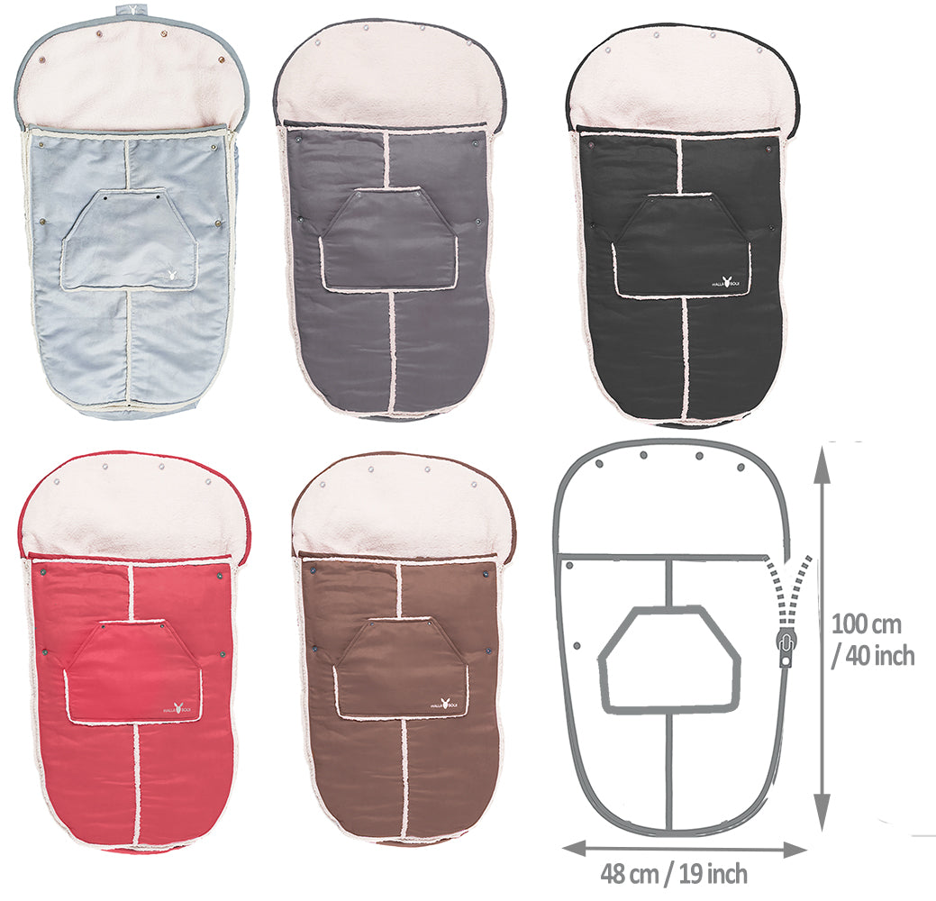 footmuff for umbrella stroller Faux suede stroller footmuff with side zip and pouch pocket in grey –  Wallaboo
